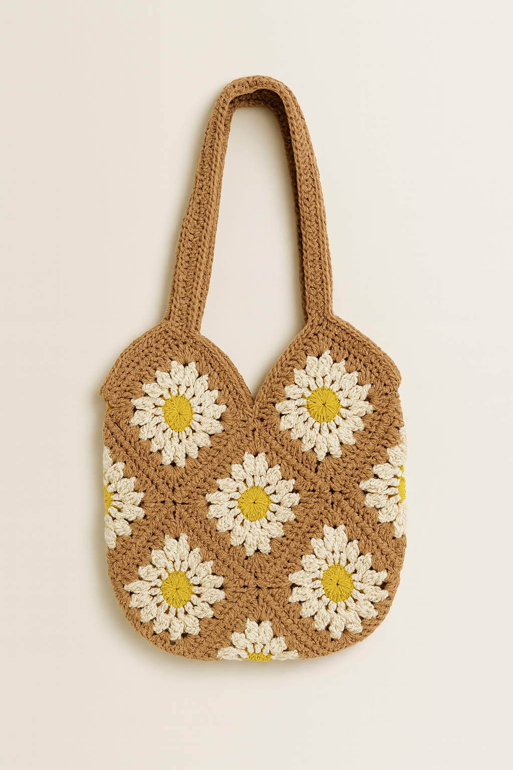 Bloom & Daisy – Handgehäkelte Boho-Tasche in Blütenoptik