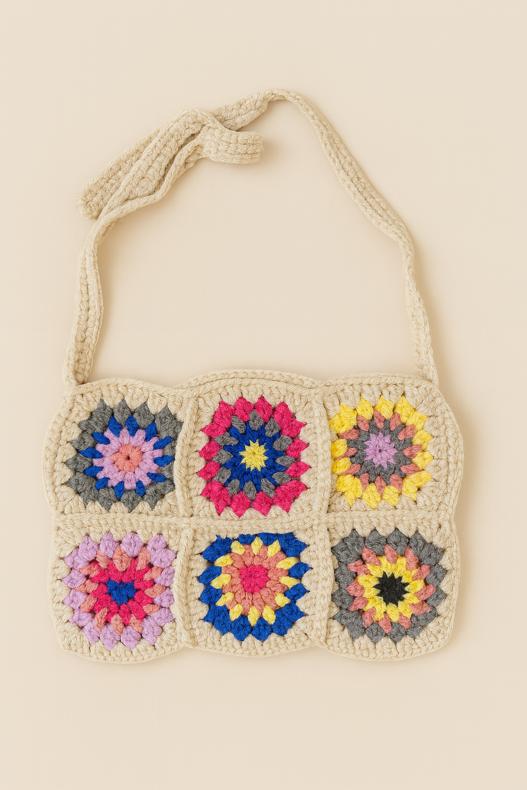 Boho Bloom – Handgehäkelte Granny Square Tasche 🌸