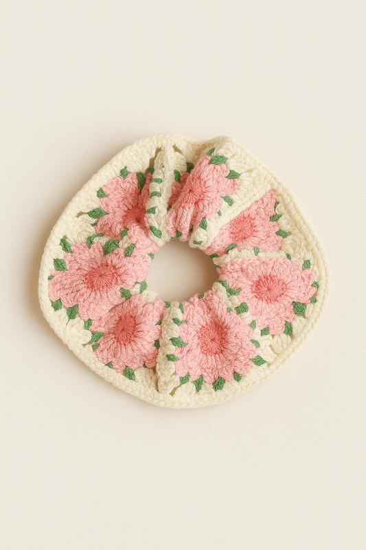 Luna Fleur – Gehäkelter Haargummi mit Blumenmuster