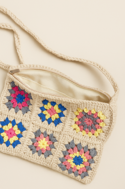 Boho Bloom – Handgehäkelte Granny Square Tasche 🌸