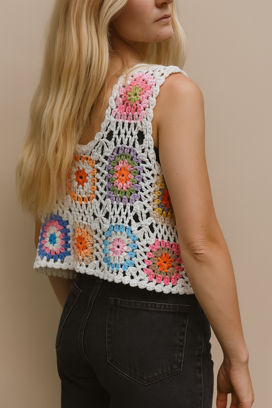 🌞 Summer Loops – Offene Häkelweste im Granny-Square-Stil